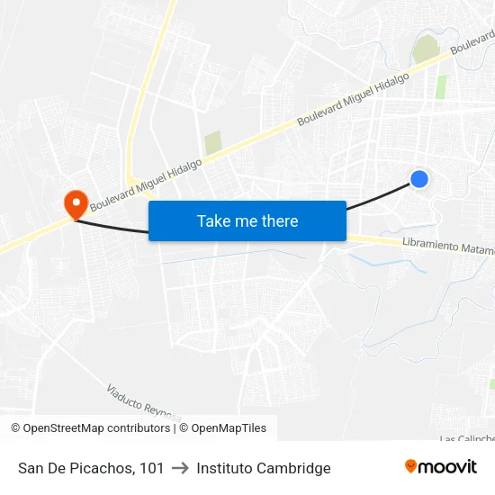 San De Picachos, 101 to Instituto Cambridge map