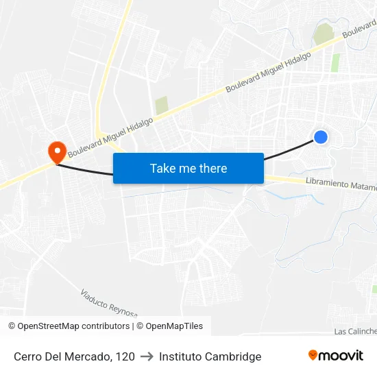 Cerro Del Mercado, 120 to Instituto Cambridge map