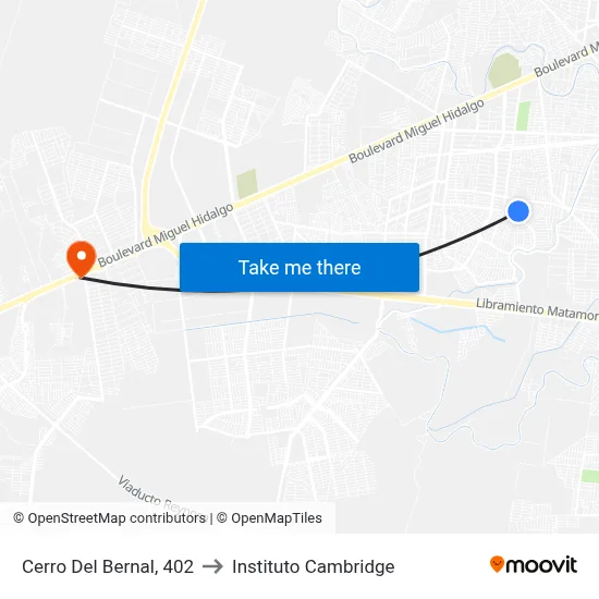 Cerro Del Bernal, 402 to Instituto Cambridge map