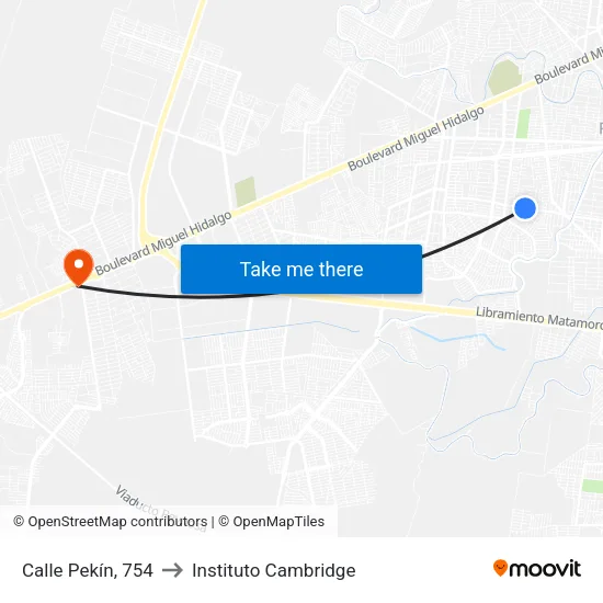 Calle Pekín, 754 to Instituto Cambridge map