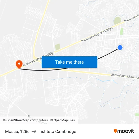 Moscú, 128c to Instituto Cambridge map