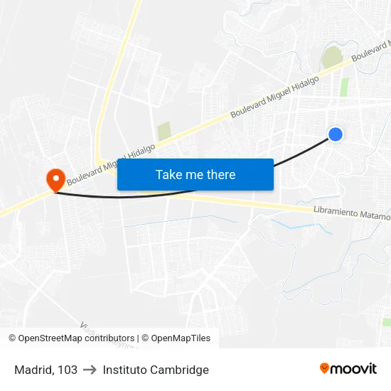 Madrid, 103 to Instituto Cambridge map