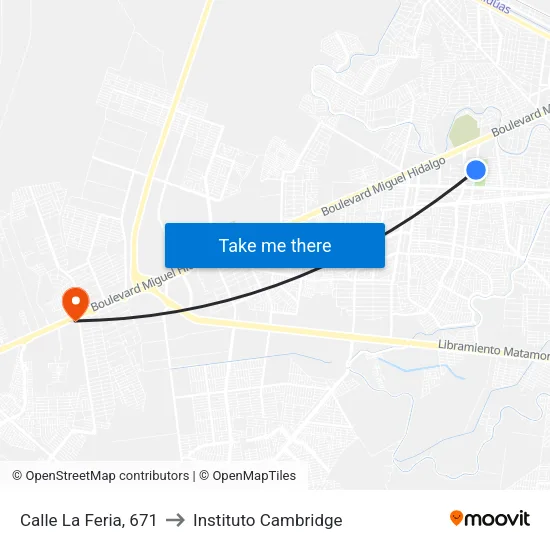 Calle La Feria, 671 to Instituto Cambridge map