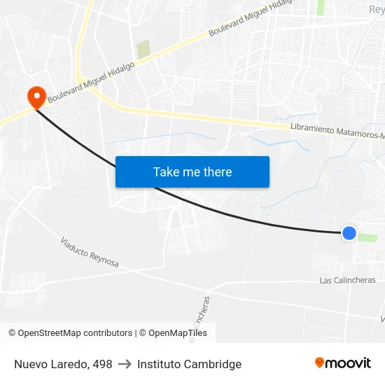 Nuevo Laredo, 498 to Instituto Cambridge map