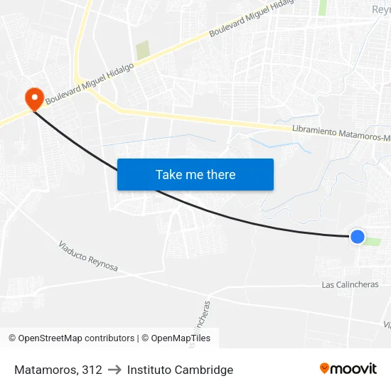Matamoros, 312 to Instituto Cambridge map