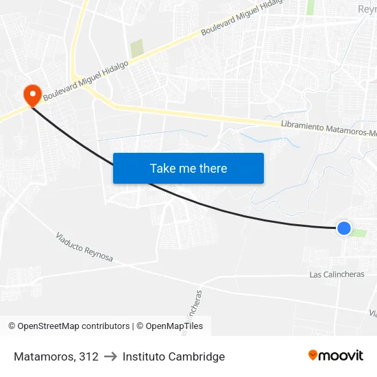 Matamoros, 312 to Instituto Cambridge map