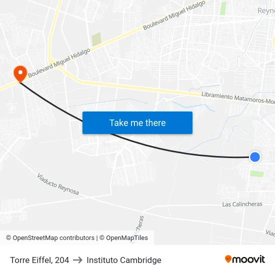 Torre Eiffel, 204 to Instituto Cambridge map