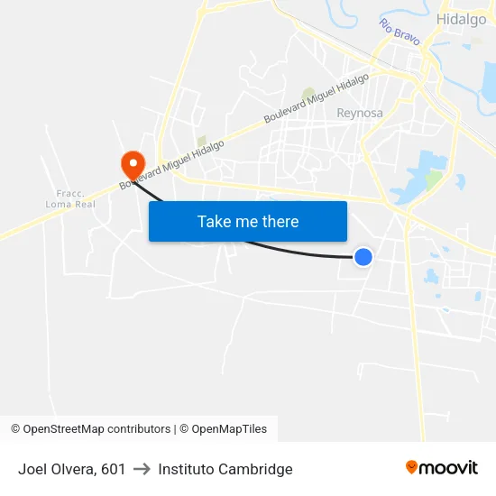 Joel Olvera, 601 to Instituto Cambridge map