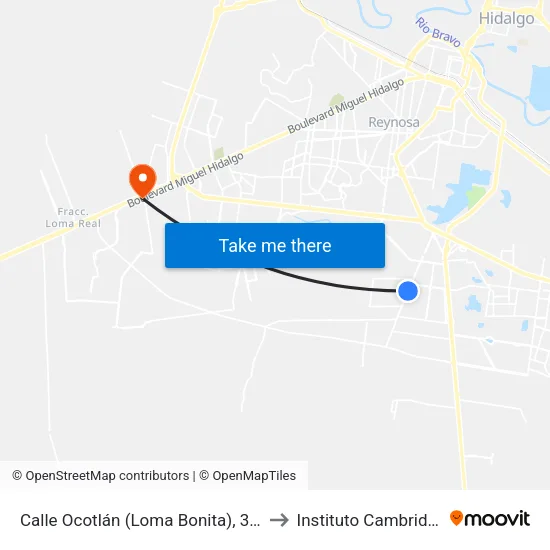 Calle Ocotlán (Loma Bonita), 316 to Instituto Cambridge map
