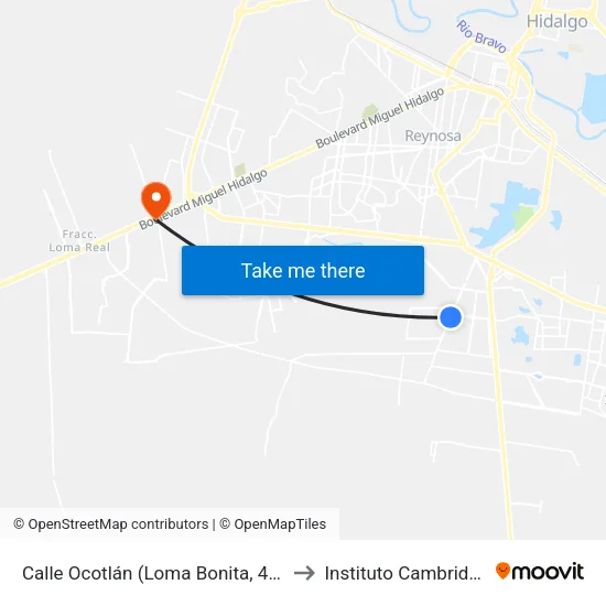 Calle Ocotlán (Loma Bonita, 498 to Instituto Cambridge map