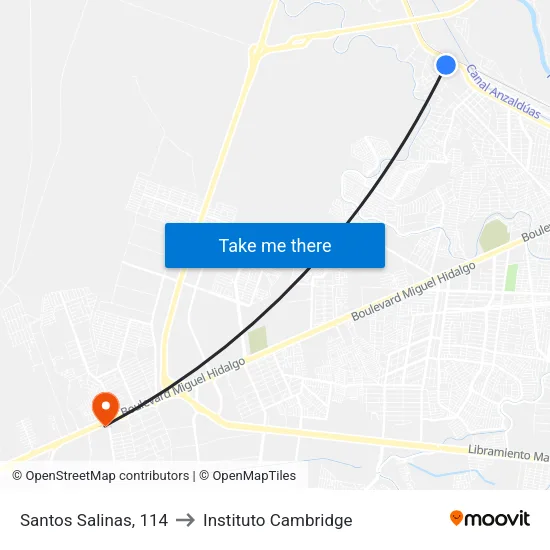 Santos Salinas, 114 to Instituto Cambridge map