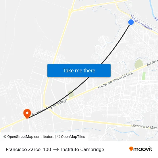 Francisco Zarco, 100 to Instituto Cambridge map