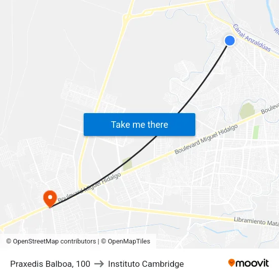 Praxedis Balboa, 100 to Instituto Cambridge map