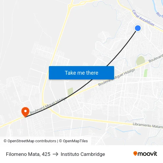 Filomeno Mata, 425 to Instituto Cambridge map
