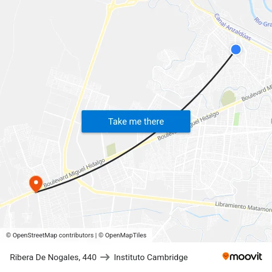 Ribera De Nogales, 440 to Instituto Cambridge map