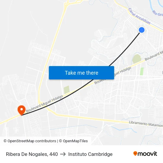 Ribera De Nogales, 440 to Instituto Cambridge map