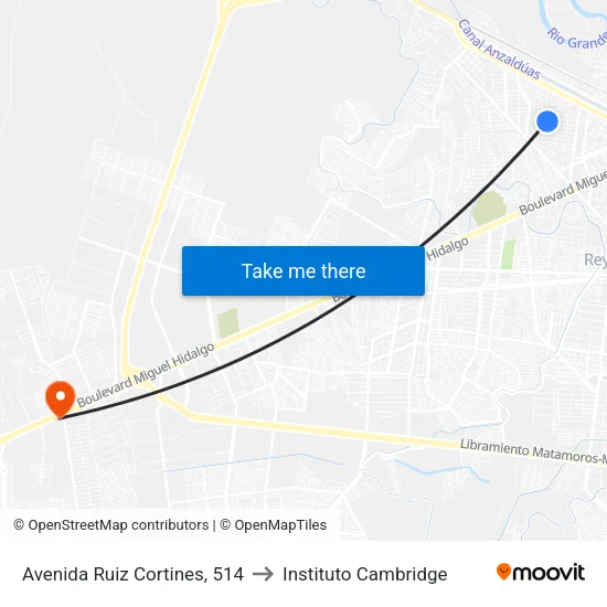 Avenida Ruiz Cortines, 514 to Instituto Cambridge map