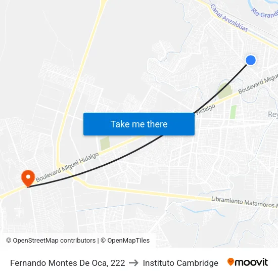 Fernando Montes De Oca, 222 to Instituto Cambridge map