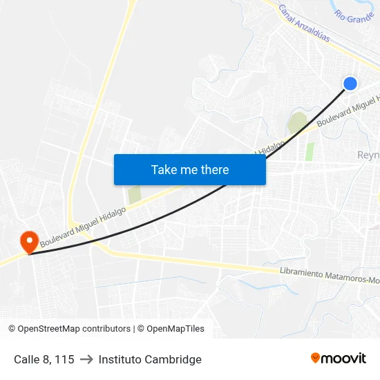 Calle 8, 115 to Instituto Cambridge map