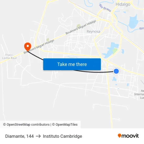 Diamante, 144 to Instituto Cambridge map