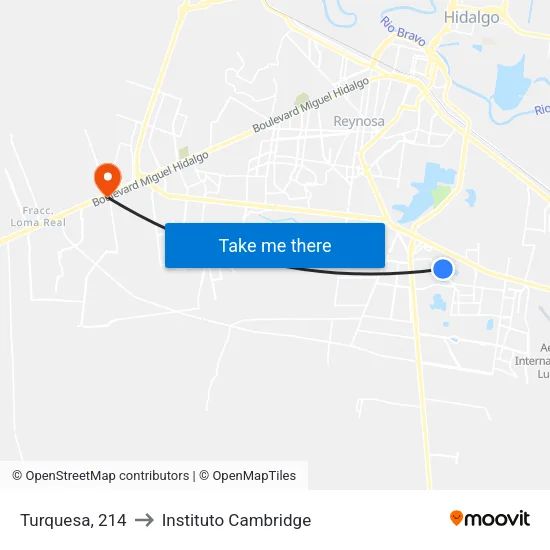 Turquesa, 214 to Instituto Cambridge map