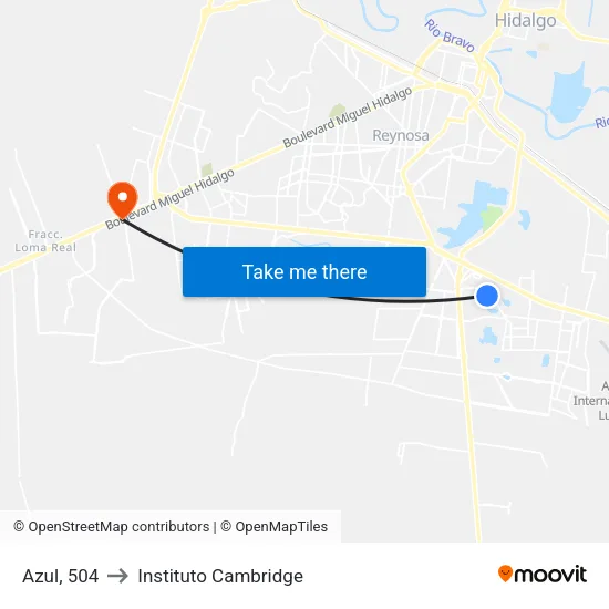 Azul, 504 to Instituto Cambridge map