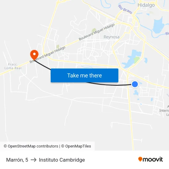 Marrón, 5 to Instituto Cambridge map