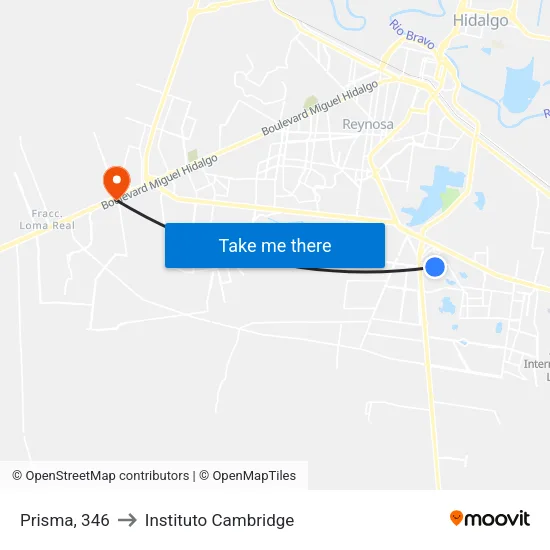 Prisma, 346 to Instituto Cambridge map
