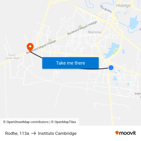 Rodhe, 113a to Instituto Cambridge map