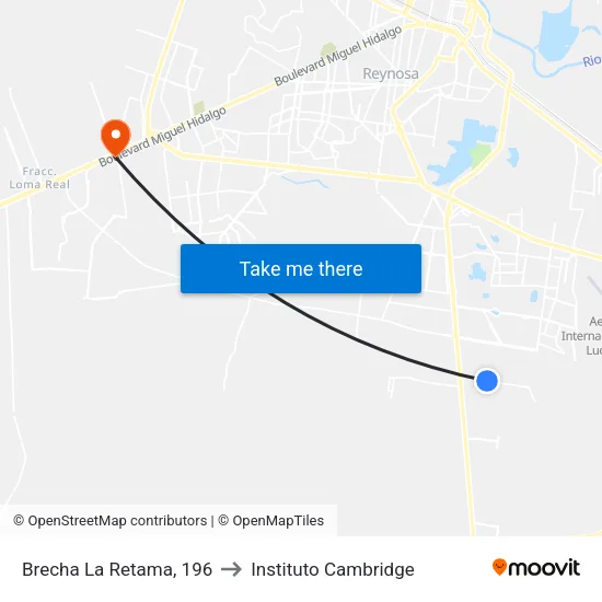 Brecha La Retama, 196 to Instituto Cambridge map