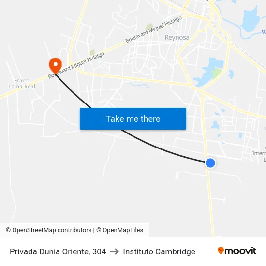 Privada Dunia Oriente, 304 to Instituto Cambridge map