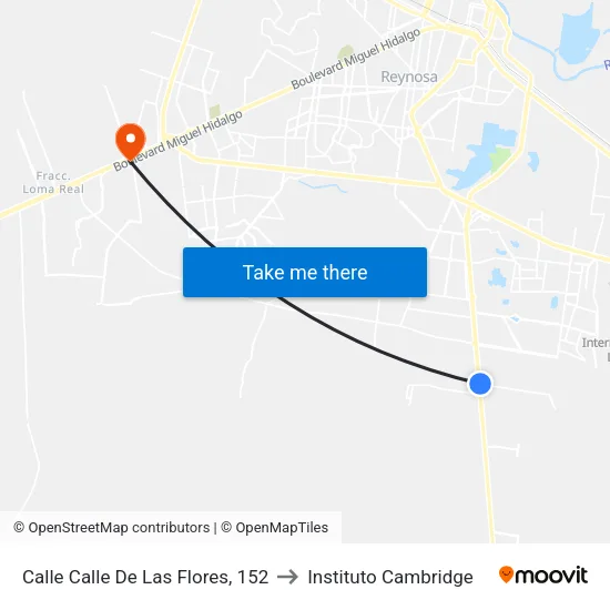 Calle Calle De Las Flores, 152 to Instituto Cambridge map