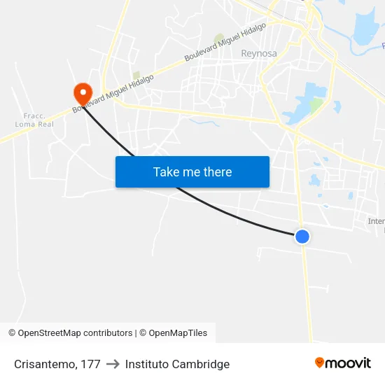 Crisantemo, 177 to Instituto Cambridge map