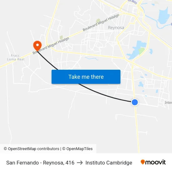 San Fernando - Reynosa, 416 to Instituto Cambridge map