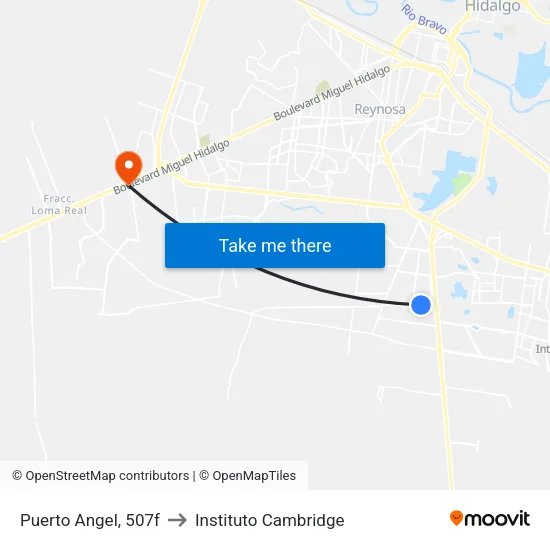 Puerto Angel, 507f to Instituto Cambridge map