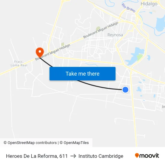 Heroes De La Reforma, 611 to Instituto Cambridge map