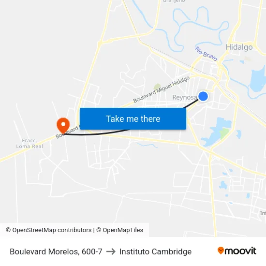 Boulevard Morelos, 600-7 to Instituto Cambridge map