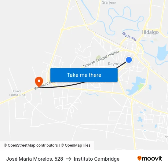 José María Morelos, 528 to Instituto Cambridge map