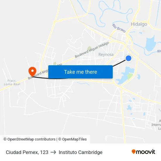 Ciudad Pemex, 123 to Instituto Cambridge map