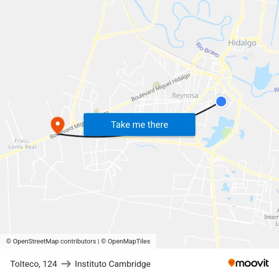 Tolteco, 124 to Instituto Cambridge map