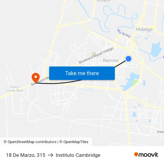 18 De Marzo, 315 to Instituto Cambridge map