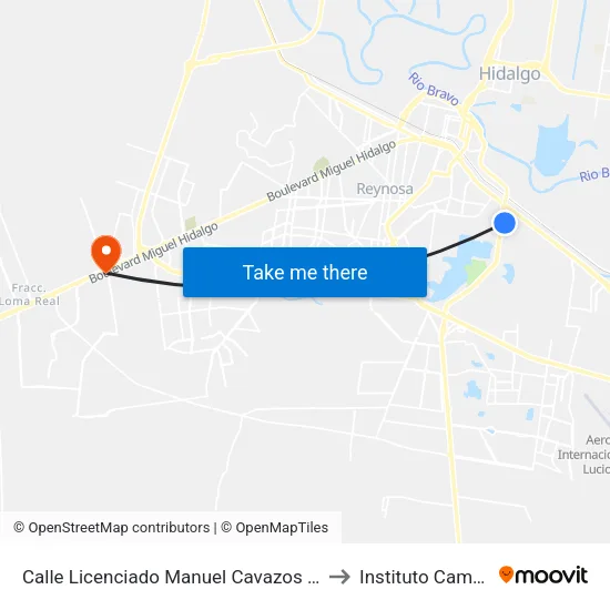 Calle Licenciado Manuel Cavazos Lerma, 736 to Instituto Cambridge map