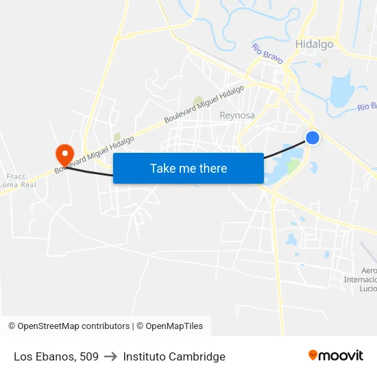 Los Ebanos, 509 to Instituto Cambridge map