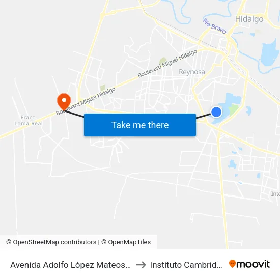 Avenida Adolfo López Mateos, 4 to Instituto Cambridge map