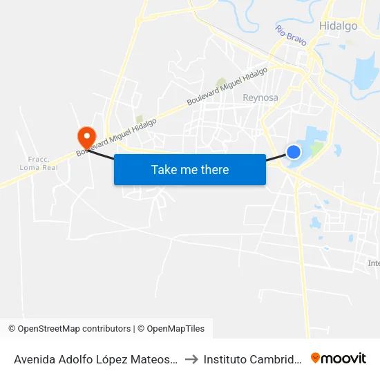Avenida Adolfo López Mateos, 4 to Instituto Cambridge map