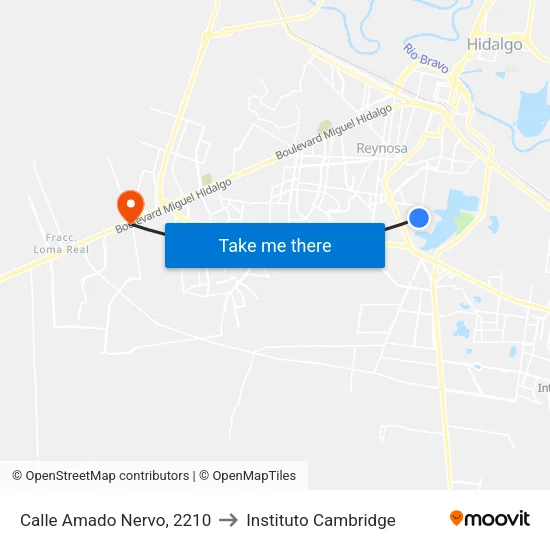 Calle Amado Nervo, 2210 to Instituto Cambridge map