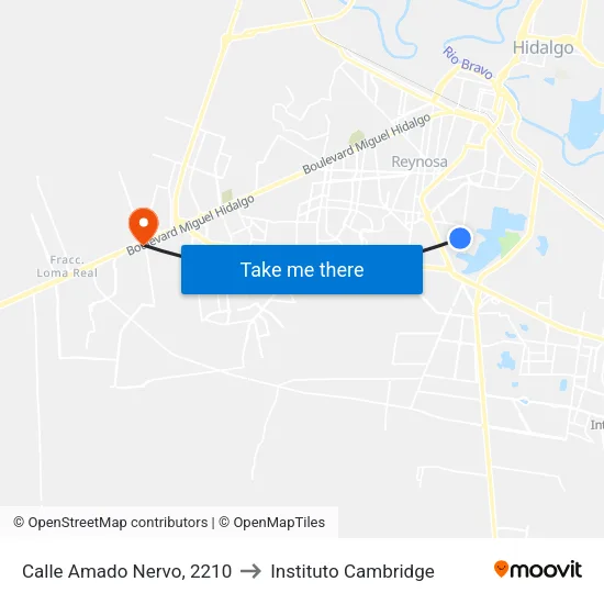 Calle Amado Nervo, 2210 to Instituto Cambridge map