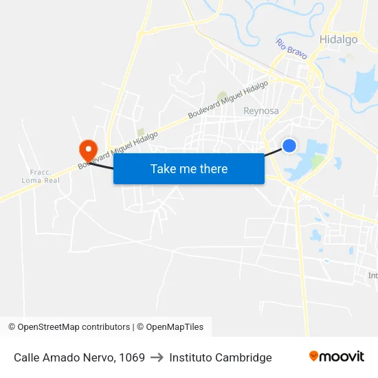 Calle Amado Nervo, 1069 to Instituto Cambridge map