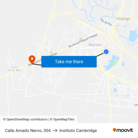 Calle Amado Nervo, 304 to Instituto Cambridge map