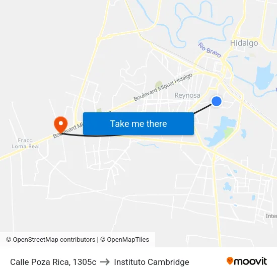 Calle Poza Rica, 1305c to Instituto Cambridge map